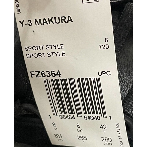 $450 Adidas Y-3 Yohji Yamamoto Makura Shoes Black Sneakers FZ6364 Mens Size 8.5 main image 9